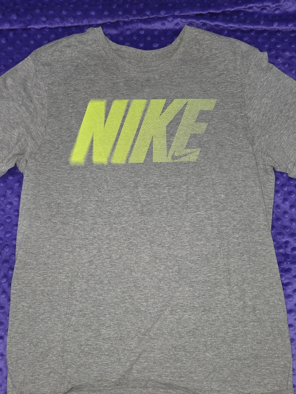 Nike Gray Short Sleeve Tee with Neon Green Logo